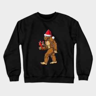 Bigfoot and red cardinal Christmas Crewneck Sweatshirt